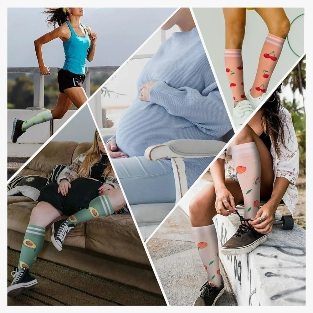 Colorful Compression Socks, 20-30mmHg compression (1 pair), Fresh Fruit Designs